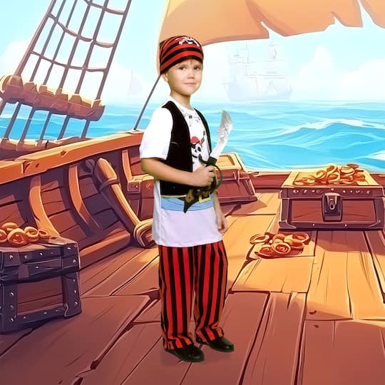 Medium White & Red Pirate Boy's Costume